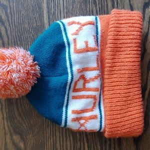 Hurley Beanie Hat Orange and Blue